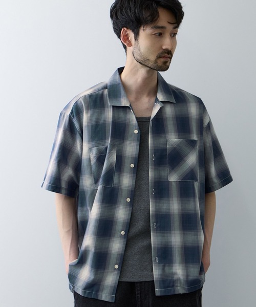 Mac-House（マックハウス）の「【REALSTANDARD/リアルスタンダード】 空浮着 オンブレーチェック 半袖オープンカラーシャツ（シャツ/ブラウス・メンズ・ホワイト系/グリーン系/ブラック系/ブルー系・S/M/L/XL）」の21枚目の写真