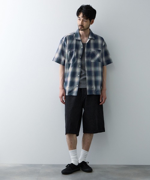 Mac-House（マックハウス）の「【REALSTANDARD/リアルスタンダード】 空浮着 オンブレーチェック 半袖オープンカラーシャツ（シャツ/ブラウス・メンズ・ホワイト系/グリーン系/ブラック系/ブルー系・S/M/L/XL）」の17枚目の写真