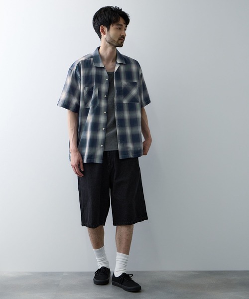 Mac-House（マックハウス）の「【REALSTANDARD/リアルスタンダード】 空浮着 オンブレーチェック 半袖オープンカラーシャツ（シャツ/ブラウス・メンズ・ホワイト系/グリーン系/ブラック系/ブルー系・S/M/L/XL）」の16枚目の写真