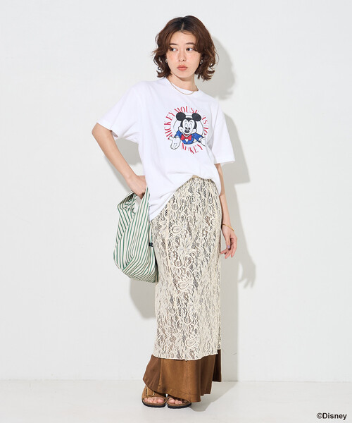 FREAK'S STORE(フリークスストア)の「GOOD ROCK SPEED/グッドロックスピード 【MICKEY MOUSE】プリントTシャツ/【ミッキーマウス】(Tシャツ/カットソー・レディース・ホワイト/ライトグレー/オフホワイト・フリ-)」の4枚目の写真