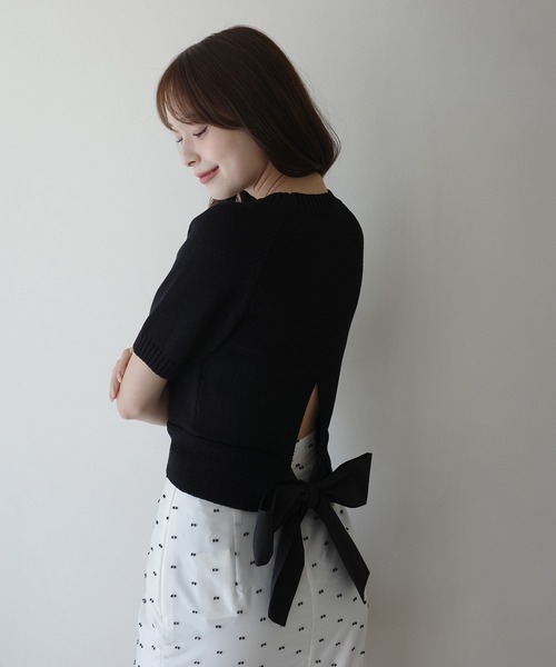 EIMY ISTOIRE（エイミーイストワール）の「EIMY RIBBON KNIT（ニット/セーター・レディース・ライトピンク/ブラック/レッド/ホワイト/ベージュ・F）」の8枚目の写真