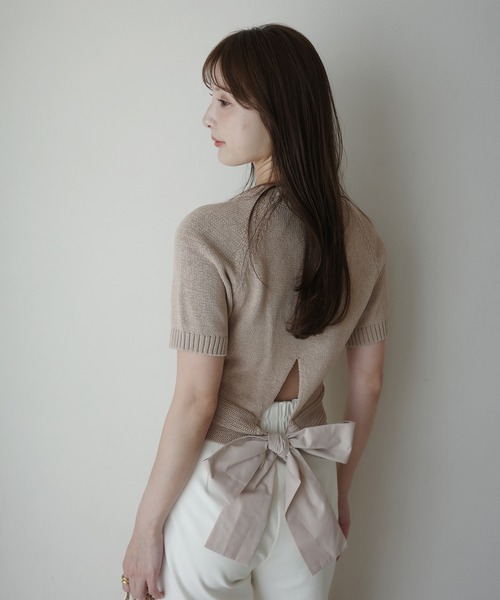 EIMY ISTOIRE（エイミーイストワール）の「EIMY RIBBON KNIT（ニット/セーター・レディース・ライトピンク/ブラック/レッド/ホワイト/ベージュ・F）」の10枚目の写真