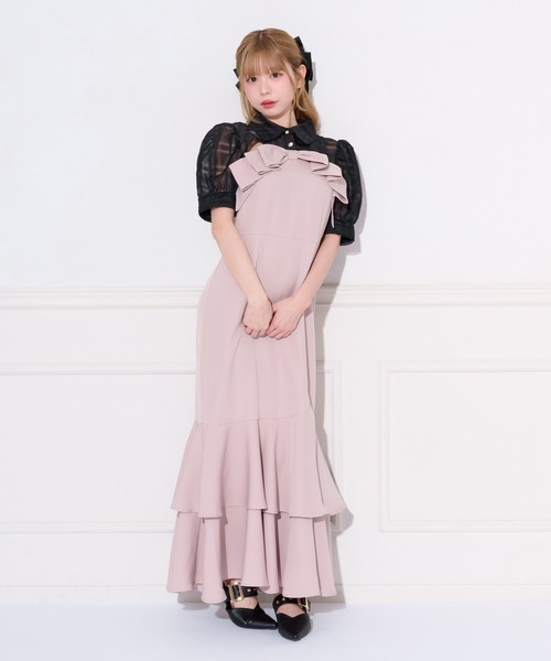 apres jour(アプレジュール)の「リボンデザインティアードキャミワンピース(ワンピース・レディース・ブラック/ブラック系その他/ピンク/ブラウン系その他・SMALL/X-LARGE/MEDIUM)」の4枚目の写真