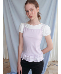 Mixed Frill Sleeveless Top, Lavender