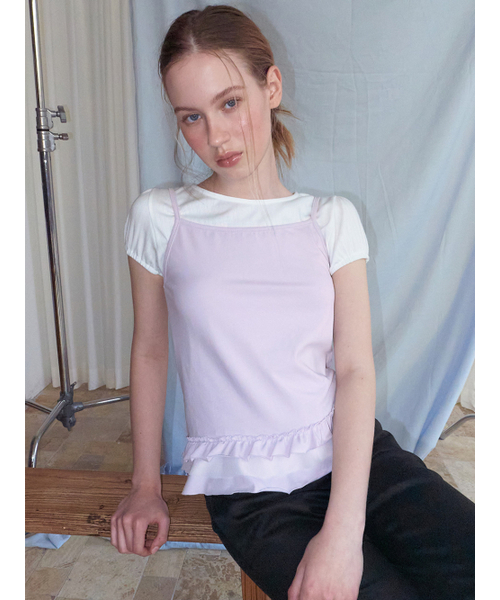 ETMON(エトモン)の「Mixed Frill Sleeveless Top, Lavender(Tシャツ/カットソー・レディース・その他・F)」の4枚目の写真