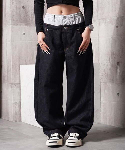 Laufer(ロイファー)の「【Laufer】ダブルウエスト ワイドカーブデニムパンツ / Double-Waist Wide-Curve Denim Pants(デニムパンツ・メンズ・ブルー/ネイビー/ブラック・S/M/L)」の3枚目の写真