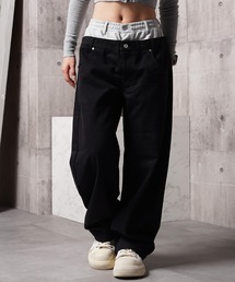 Laufer（ロイファー）の「【Laufer】ダブルウエスト ワイドカーブデニムパンツ   Double-Waist Wide-Curve Denim Pants（デニムパンツ）」