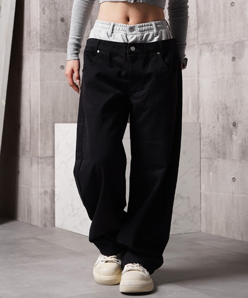 Laufer(ロイファー)の「【Laufer】ダブルウエスト ワイドカーブデニムパンツ / Double-Waist Wide-Curve Denim Pants(デニムパンツ・メンズ・ブルー/ネイビー/ブラック・S/M/L)」の2枚目の写真
