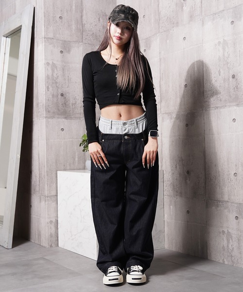 Laufer(ロイファー)の「【Laufer】ダブルウエスト ワイドカーブデニムパンツ / Double-Waist Wide-Curve Denim Pants(デニムパンツ・メンズ・ブルー/ネイビー/ブラック・S/M/L)」の5枚目の写真