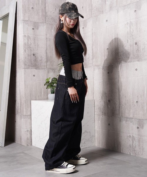 Laufer(ロイファー)の「【Laufer】ダブルウエスト ワイドカーブデニムパンツ / Double-Waist Wide-Curve Denim Pants(デニムパンツ・メンズ・ブルー/ネイビー/ブラック・S/M/L)」の6枚目の写真