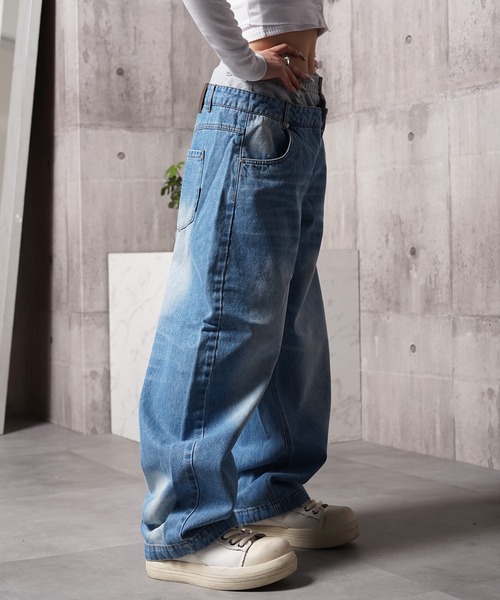 Laufer(ロイファー)の「【Laufer】ダブルウエスト ワイドカーブデニムパンツ / Double-Waist Wide-Curve Denim Pants(デニムパンツ・メンズ・ブルー/ネイビー/ブラック・S/M/L)」の22枚目の写真