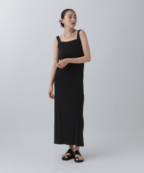 LEPSIM(レプシィム)の「アソートスクエアキャミワンピース 742617(ワンピース・レディース・カーキオリーブ/チャコールグレー/ブラウン系その他/ブラック・FREE)」の2枚目の写真