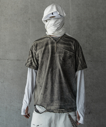 ウォッシュドデストロイドTシャツグレー