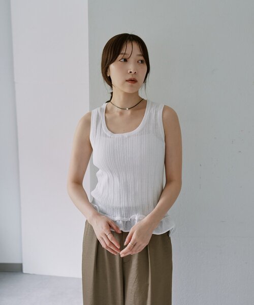 SHENERY(シーナリー)の「ペプラムニットフリルタンク(ニット/セーター・レディース・オフホワイト/ブラック/サックスブルー・FREE)」の21枚目の写真
