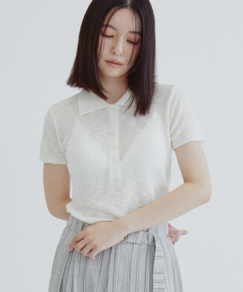 ANF.MUU(アンフムー)の「シアースラブコンパクトポロ(ポロシャツ・レディース・チャコールグレー/ホワイト/ブルー・FREE)」の1枚目の写真