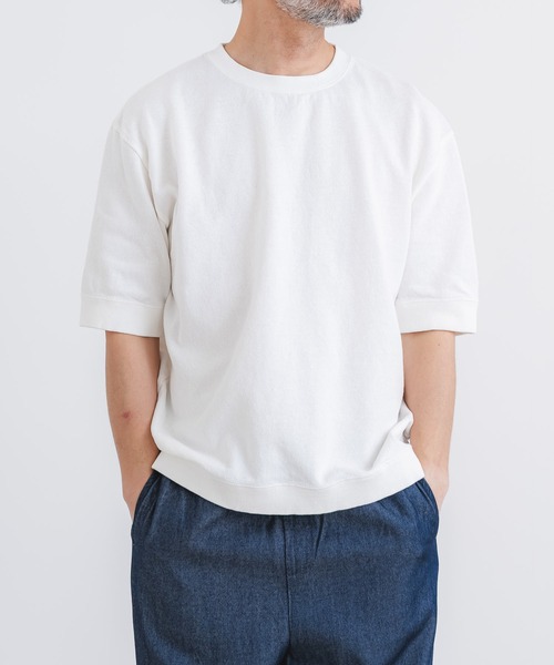 quadro（クオドロ）の「ヴィンテージ鹿の子5分袖クルーネックプルオーバー（Tシャツ/カットソー・メンズ・ブラック/杢グレー/ホワイト・MEDIUM/LARGE）」の12枚目の写真
