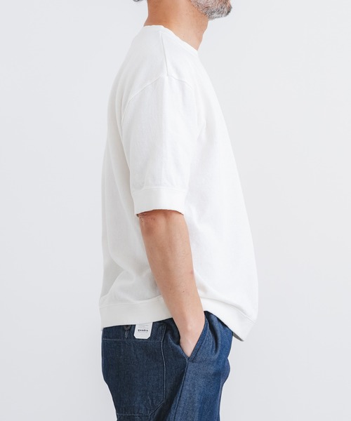 quadro（クオドロ）の「ヴィンテージ鹿の子5分袖クルーネックプルオーバー（Tシャツ/カットソー・メンズ・ブラック/杢グレー/ホワイト・MEDIUM/LARGE）」の9枚目の写真