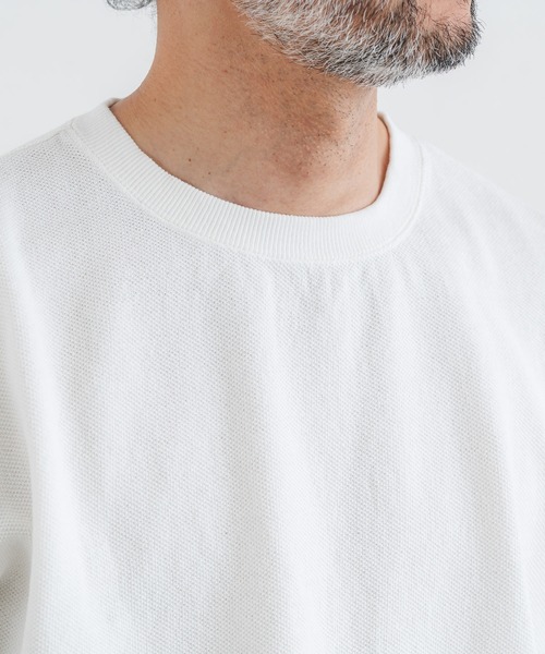 quadro（クオドロ）の「ヴィンテージ鹿の子5分袖クルーネックプルオーバー（Tシャツ/カットソー・メンズ・ブラック/杢グレー/ホワイト・MEDIUM/LARGE）」の5枚目の写真