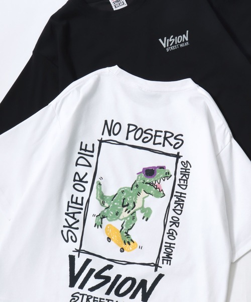 VISION STREET WEAR(ヴィジョンストリートウェア)の「VISION STREET WEAR/ヴィジョンストリートウェア 吸水速乾 オーバーサイズ バックプリント ロゴ ワンポイント 半袖Tシャツ/レディース メンズ(Tシャツ/カットソー・メンズ・ブラック系その他3/ホワイト系その他3/ホワイト系その他2/ブラック系その他2/ブラック/ホワイト/ブラック系その他/ホワイト系その他・M/LL/L)」の3枚目の写真