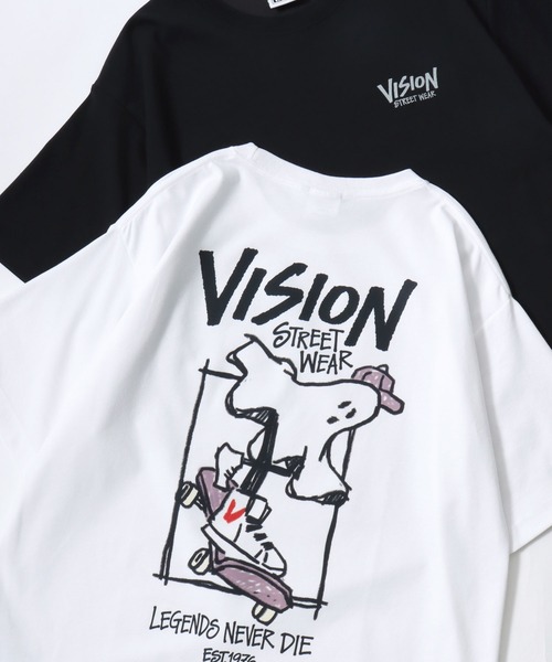 VISION STREET WEAR(ヴィジョンストリートウェア)の「VISION STREET WEAR/ヴィジョンストリートウェア 吸水速乾 オーバーサイズ バックプリント ロゴ ワンポイント 半袖Tシャツ/レディース メンズ(Tシャツ/カットソー・メンズ・ブラック系その他3/ホワイト系その他3/ホワイト系その他2/ブラック系その他2/ブラック/ホワイト/ブラック系その他/ホワイト系その他・M/LL/L)」の2枚目の写真