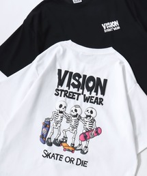 VISION STREET WEAR/ヴィジョンストリートウェア 吸水速乾 オーバーサイズ バックプリント ロゴ ワンポイント 半袖Tシャツ/レディース メンズ