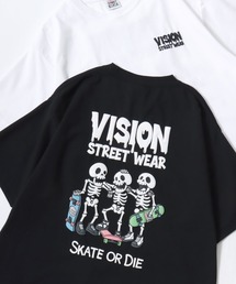 VISION STREET WEAR/ヴィジョンストリートウェア 吸水速乾 オーバーサイズ バックプリント ロゴ ワンポイント 半袖Tシャツ/レディース メンズ