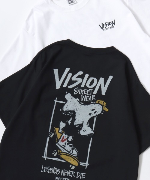 VISION STREET WEAR(ヴィジョンストリートウェア)の「VISION STREET WEAR/ヴィジョンストリートウェア 吸水速乾 オーバーサイズ バックプリント ロゴ ワンポイント 半袖Tシャツ/レディース メンズ(Tシャツ/カットソー・メンズ・ブラック系その他3/ホワイト系その他3/ホワイト系その他2/ブラック系その他2/ブラック/ホワイト/ブラック系その他/ホワイト系その他・M/LL/L)」の1枚目の写真