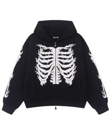 A'GEM/9 × .kom 『SUPPLIER/サプライヤー』 Fire Bones Leather Patch Zip Hoodie/ファイヤーボーン レザーパッチ ジップパーカー