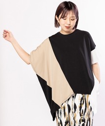 切替アシンメトリーTシャツ