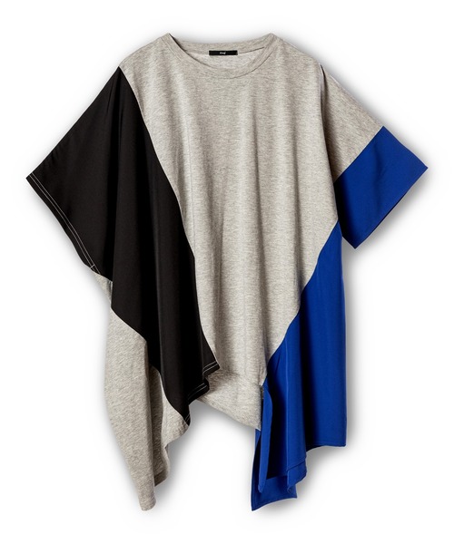 OSMOSIS（オズモーシス）の「切替アシンメトリーTシャツ（Tシャツ/カットソー・レディース・グレー/ホワイト/ブラック・ONE SIZE）」の4枚目の写真