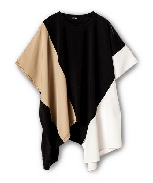 OSMOSIS（オズモーシス）の「切替アシンメトリーTシャツ（Tシャツ/カットソー・レディース・グレー/ホワイト/ブラック・ONE SIZE）」の6枚目の写真