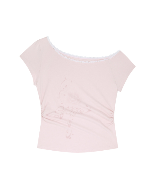 ILLIGO（イリゴ）の「セソフローラルワンショルダーシャーリングトップピンク（Tシャツ/カットソー・レディース・その他・OS）」の3枚目の写真