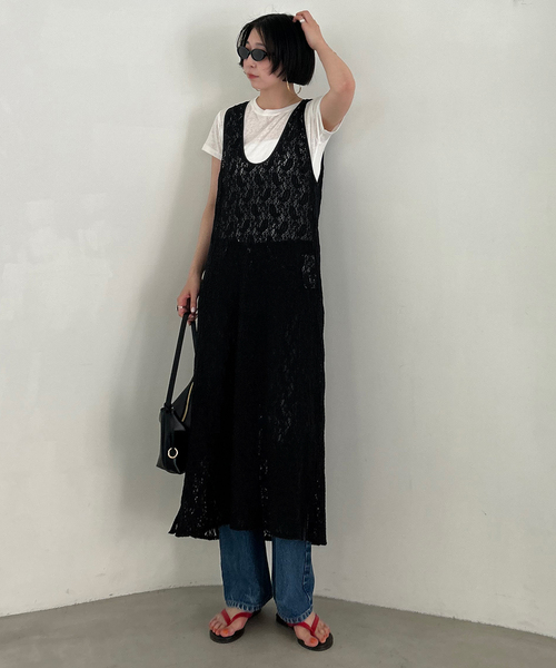 SLOBE IENA(スローブイエナ)の「レースノースリーブ 2WAY ワンピース(ワンピース・レディース・ブラック/ボルドー・FREE)」の4枚目の写真