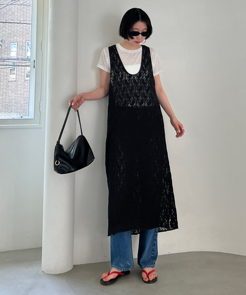 SLOBE IENA(スローブイエナ)の「レースノースリーブ 2WAY ワンピース(ワンピース・レディース・ブラック/ボルドー・FREE)」の5枚目の写真