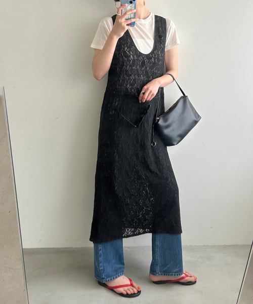 SLOBE IENA(スローブイエナ)の「レースノースリーブ 2WAY ワンピース(ワンピース・レディース・ブラック/ボルドー・FREE)」の6枚目の写真
