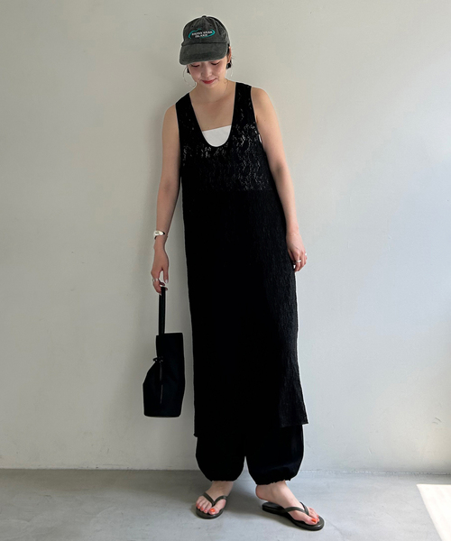 SLOBE IENA(スローブイエナ)の「レースノースリーブ 2WAY ワンピース(ワンピース・レディース・ブラック/ボルドー・FREE)」の7枚目の写真
