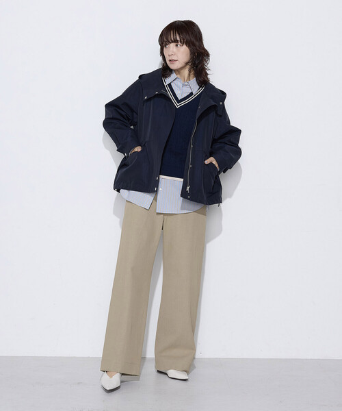 COMME CA Wardrobe(コムサワードローブ)の「〔 +サイズ 〕 キュプラ綿グログラン マウンテンパーカ(マウンテンパーカー・レディース・ネイビー/カーキ/ホワイト系その他・13号)」の8枚目の写真