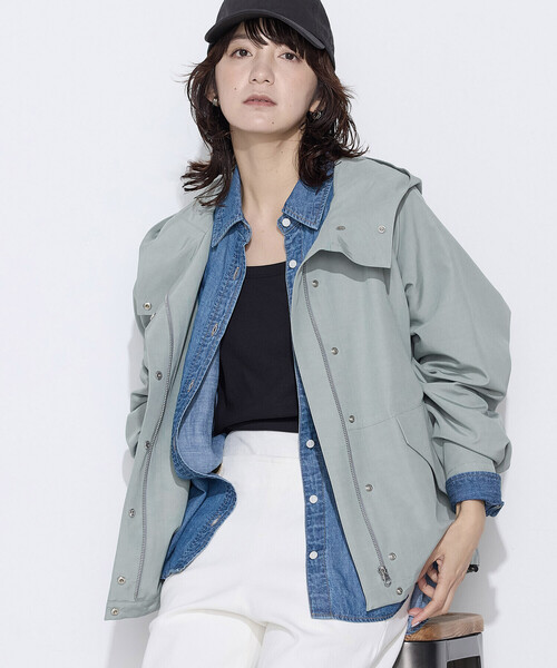 COMME CA Wardrobe(コムサワードローブ)の「〔 +サイズ 〕 キュプラ綿グログラン マウンテンパーカ(マウンテンパーカー・レディース・ネイビー/カーキ/ホワイト系その他・13号)」の12枚目の写真