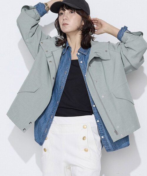 COMME CA Wardrobe(コムサワードローブ)の「〔 +サイズ 〕 キュプラ綿グログラン マウンテンパーカ(マウンテンパーカー・レディース・ネイビー/カーキ/ホワイト系その他・13号)」の14枚目の写真