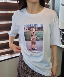 スケートおばあちゃん フォトプリント オーバーサイズTシャツ
