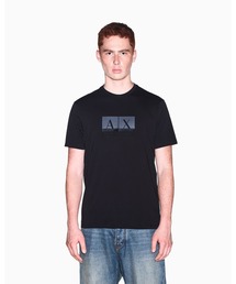 【A|X アルマーニ エクスチェンジ】ボックスロゴ スリムフィット 半袖クルーネックTシャツ/SLIM