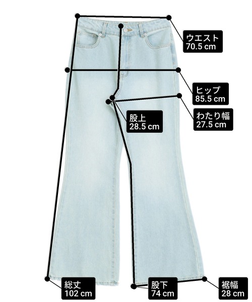 anap mimpi(アナップミンピ)の「デニム フレアパンツ(その他パンツ・レディース・ライトブルー・S/M)」の4枚目の写真