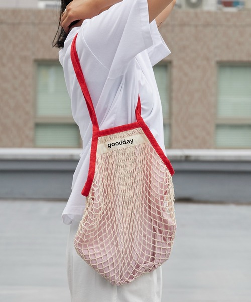 Chick(チック)の「Mesh Layered Tote Bag / メッシュ レイヤード トートバッグ 網 透かし編み ナチュラル カジュアル レディース 2026年 夏 夏服(トートバッグ・レディース・ブラウン/レッド/ブルー/ミント・FREE)」の1枚目の写真