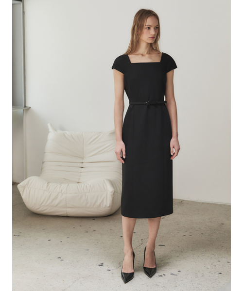 LETQSTUDIO(レチケットスタジオ)の「ワイドスクエアネックドレス、ブラック(ワンピース・レディース・その他・SMALL/MEDIUM)」の1枚目の写真