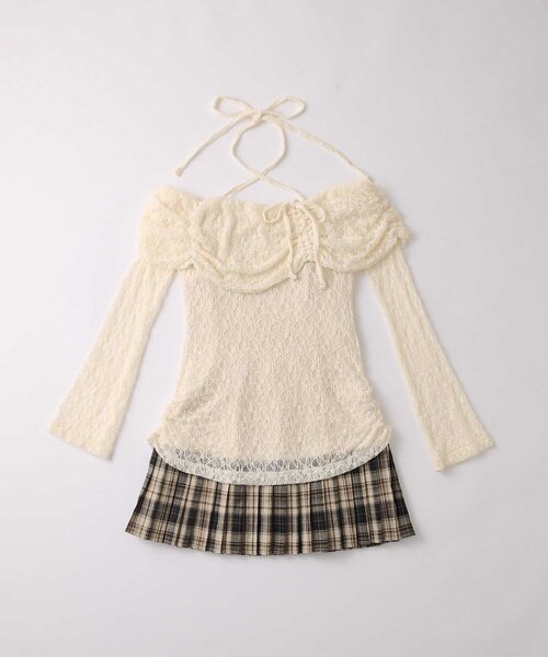 Belle Charme（ベルシャルム）の「【Belle Charme】Lace Layered Pleated Onepiece（ワンピース・レディース・ピンク/ブラック/アイボリー・FREE）」の6枚目の写真