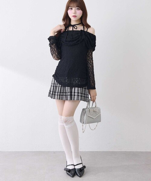 Belle Charme（ベルシャルム）の「【Belle Charme】Lace Layered Pleated Onepiece（ワンピース・レディース・ピンク/ブラック/アイボリー・FREE）」の7枚目の写真