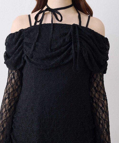 Belle Charme（ベルシャルム）の「【Belle Charme】Lace Layered Pleated Onepiece（ワンピース・レディース・ピンク/ブラック/アイボリー・FREE）」の17枚目の写真