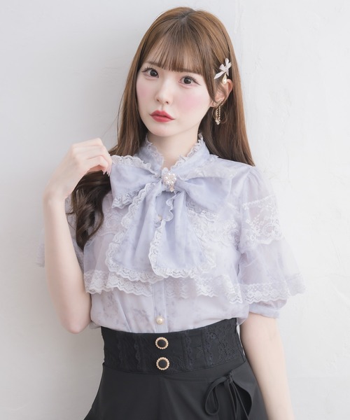 couture BY ROJITA(クチュールバイロジータ)の「ケープフリルブラウス(シャツ/ブラウス・レディース・ホワイト/ブルー/マルチ・FREE)」の3枚目の写真