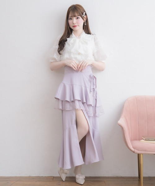 couture BY ROJITA(クチュールバイロジータ)の「ケープフリルブラウス(シャツ/ブラウス・レディース・ホワイト/ブルー/マルチ・FREE)」の8枚目の写真