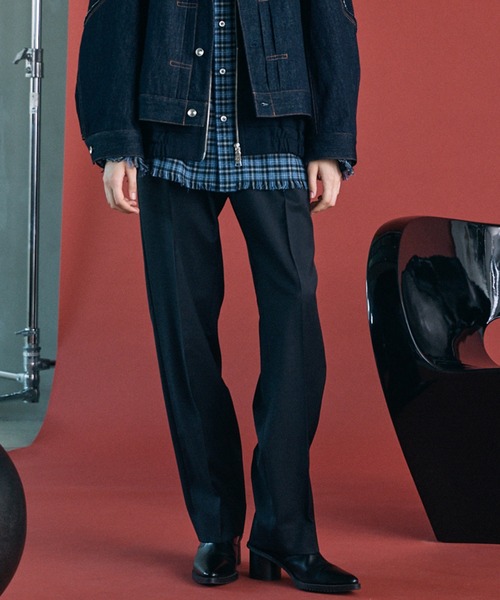 MAISON SPECIAL(メゾンスペシャル)の「《UNISEX》【Ermenegildo Zegna Fabric】Tight Straight Trousers/【エルメネジルド・ゼニア ファブリック】タイトストレートスラックス【MAISON SPECIAL/メゾンスペシャル】■セットアップ対応■(スラックス・メンズ・ブラック・2/1/0)」の1枚目の写真